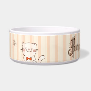 Cat lover quote striped Ceramic Pet Bowl