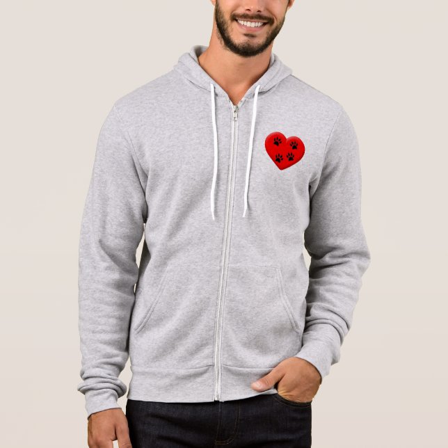 Cat Lover Red Heart And Paws Hoodie (Front)