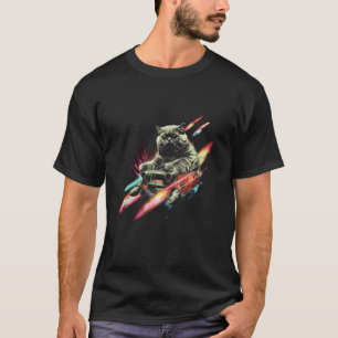 Cat Lover Retro Space Rocket Travel SciFi Design T-Shirt