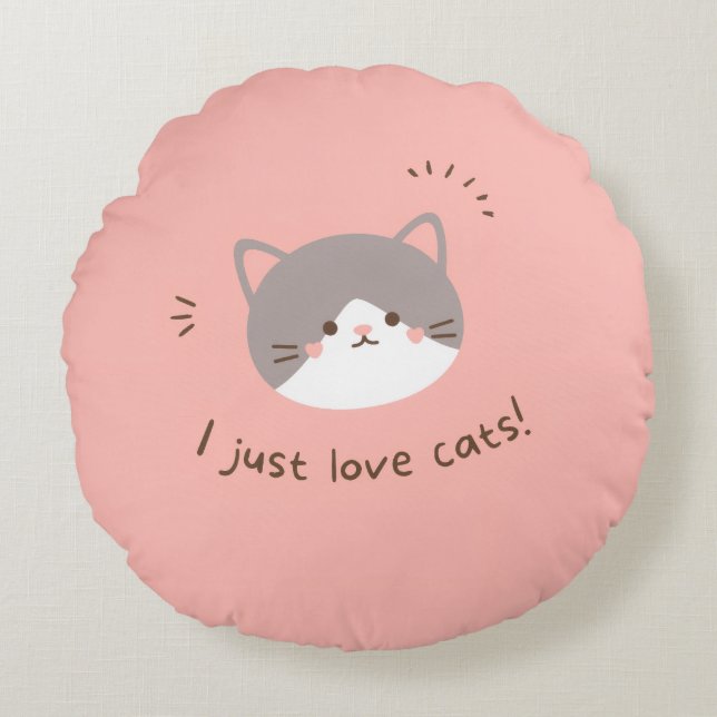 Cat lover round cushion (Front)