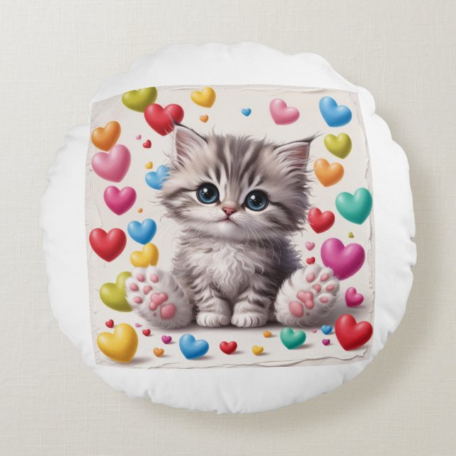 cat lover  round cushion (Front)