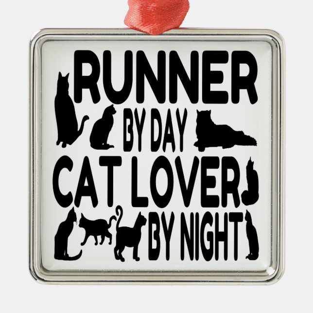 Cat Lover Runner Metal Tree Decoration (Front)