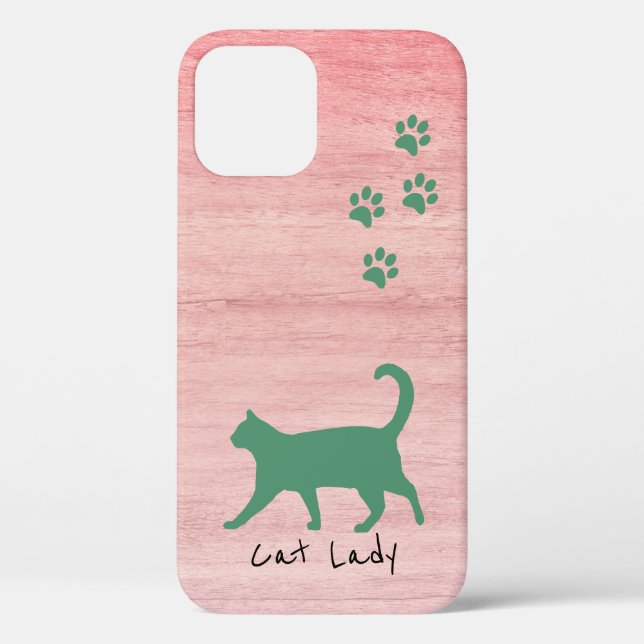 Cat Lover Rustic Pink Wood Texture Pretty Case-Mate iPhone Case (Back)