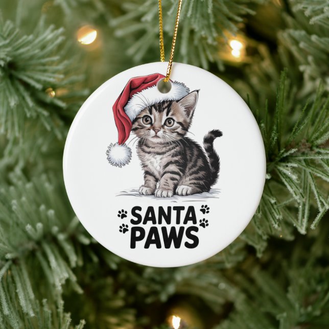 Cat Lover - Santa Paws Ceramic Tree Decoration (Tree)