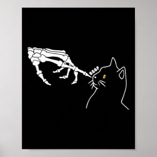 Cat Lover Skeleton Hand Boop Funny Halloween Cat M Poster