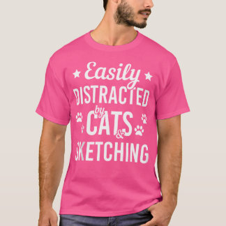 Cat Lover Sketching Lover Cats And Sketching Funny T-Shirt