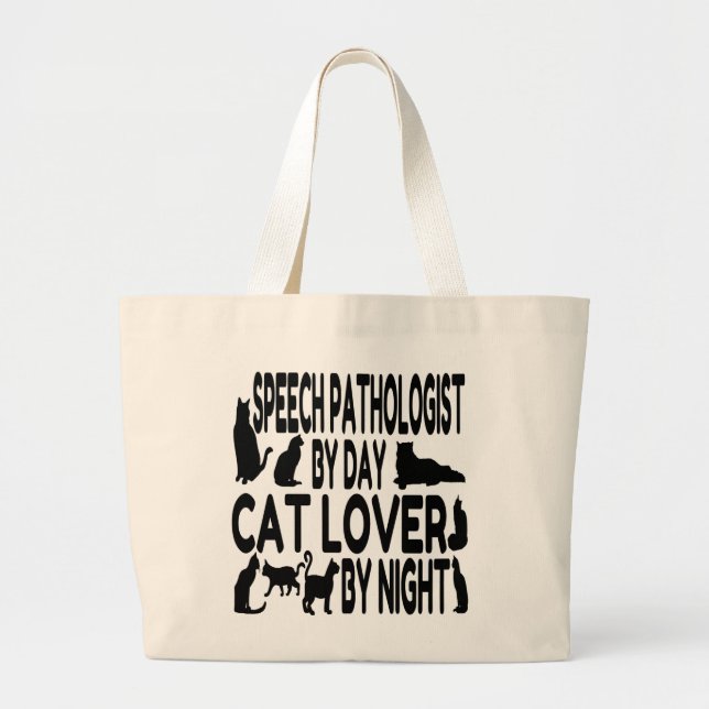 Cat Lover Speech Pathologist Large Tote Bag (Front)