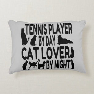 Cat Lover Tennis Player Decorative Cushion