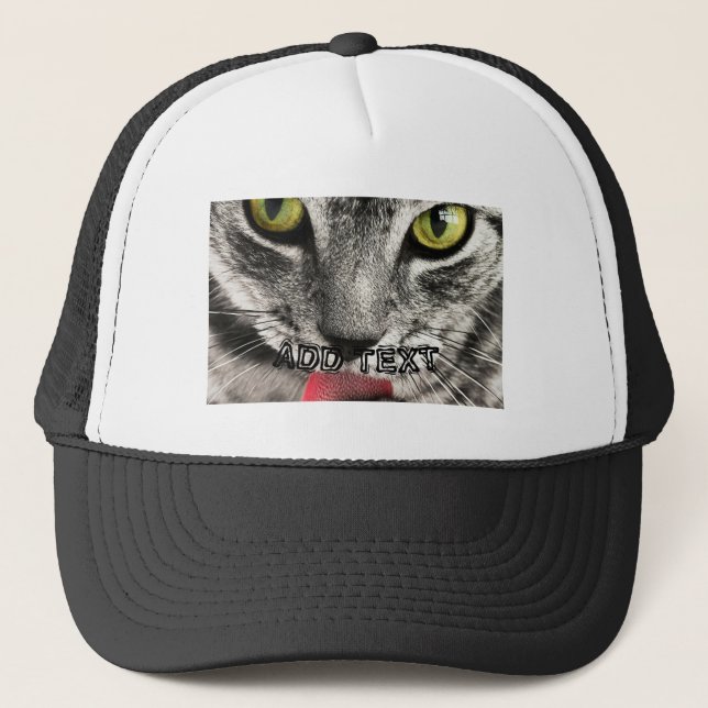 Cat Lover Terrible Look with ADD TEXT Printed-Cap Trucker Hat (Front)