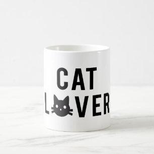 Cat lover text design with black cat face coffee mug