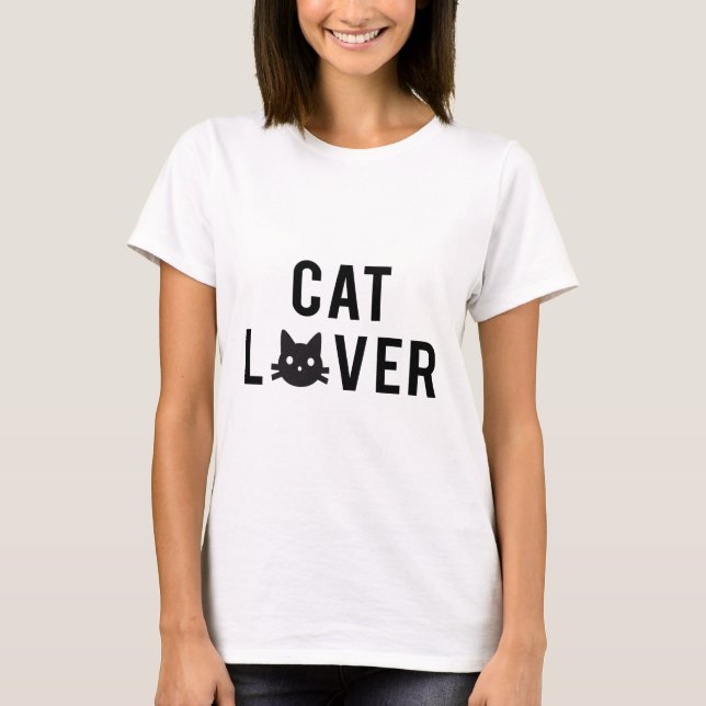 Cat lover text design with black cat face T-Shirt (Front)