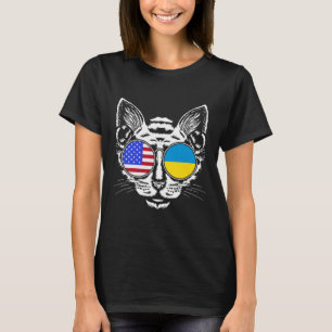 Cat Lover Us Ukrainian Flag Ukraine American  T-Shirt