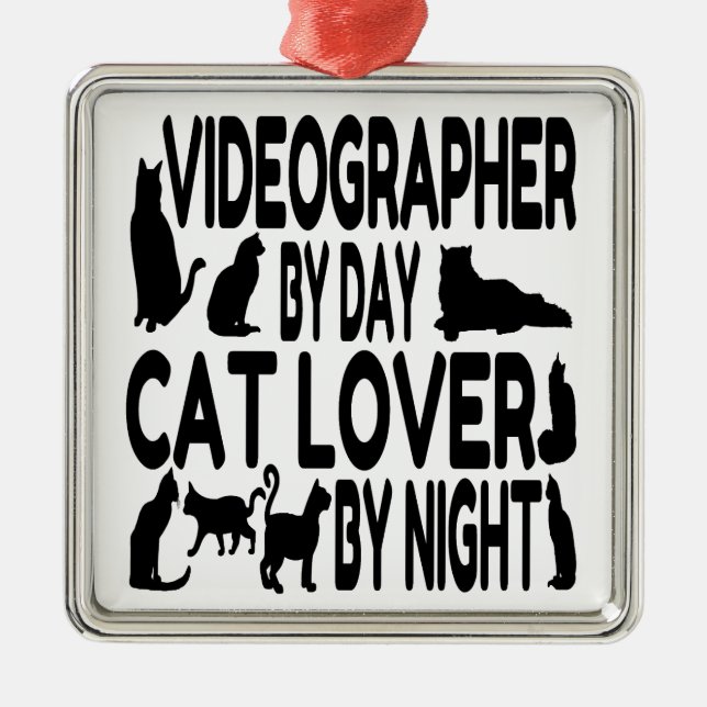 Cat Lover Videographer Metal Tree Decoration (Front)