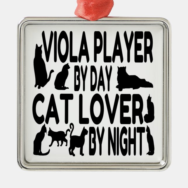 Cat Lover Viola Player Metal Tree Decoration (Front)