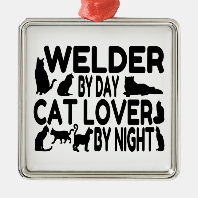 Cat Lover Welder Metal Tree Decoration (Front)