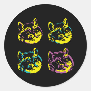 Cat Lover Window Decal Pop Art Classic Round Sticker