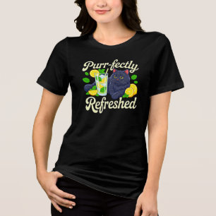 Cat Lover Women Cute Black Cat Lemonade Purr-fectl Tri-Blend Shirt