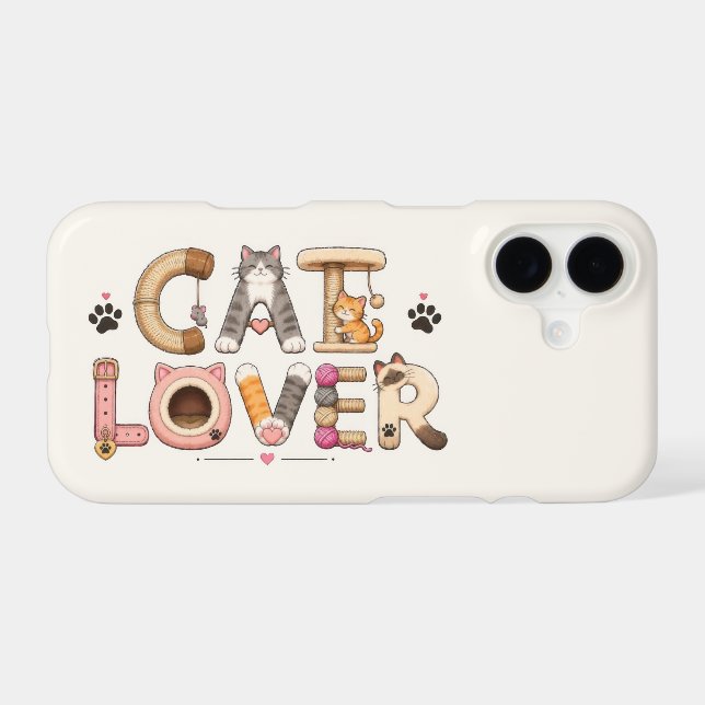 Cat Lover Word Art Phone Case (Back Horizontal)