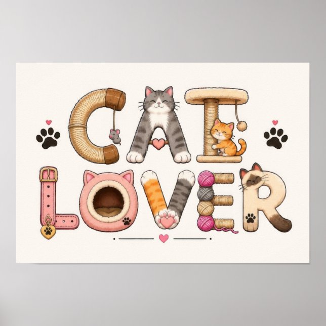 Cat Lover Word Art Poster (Front)