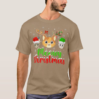 Cat Lover Xmas Lights Reindeer Santa Meowy Cat Chr T-Shirt