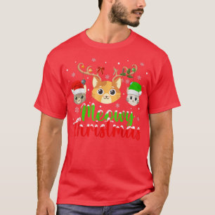 Cat Lover Xmas Lights Reindeer Santa Meowy Cat Chr T-Shirt
