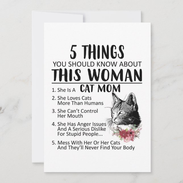 Cat Lover You Should Know About Cat Mum Thank You Card (Front)