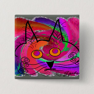 Cat Lovers abstract art gifts 15 Cm Square Badge