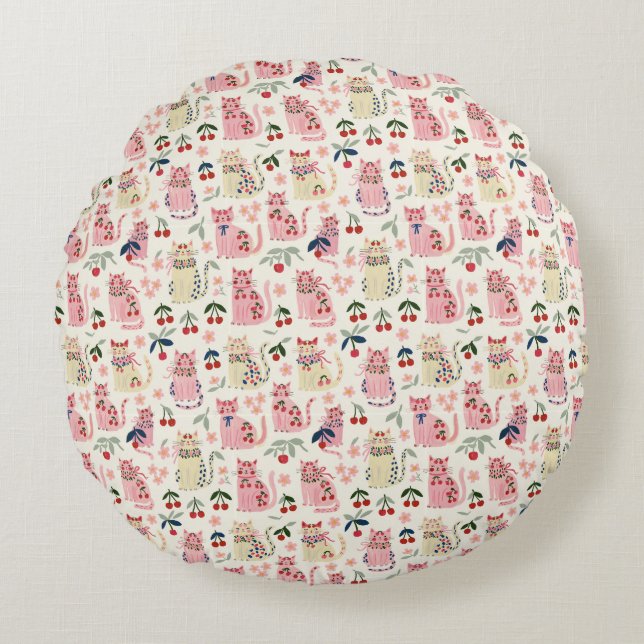 Cat Lovers All Occasion Round Cushion (Front)