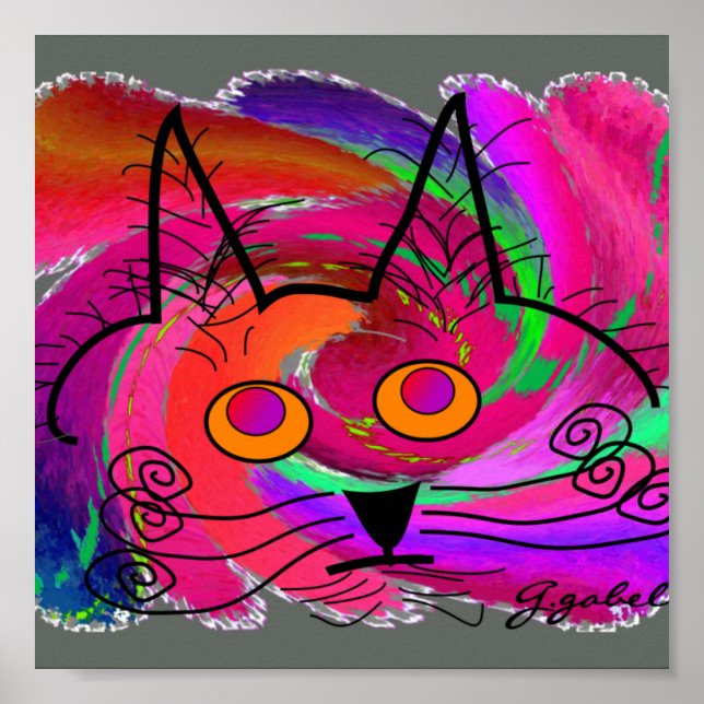 Cat Lovers Art Poster--Abstract Oil Painting Cat Poster (Front)