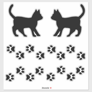 Cat Lovers Cat Silhouettes & Paw Print Decals