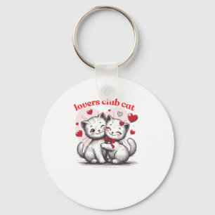Cat Lovers Club Cute Aesthetic Illustration Key Ring
