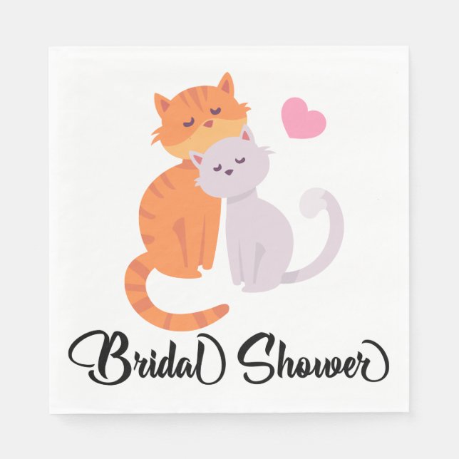 Cat Lovers Couple Wedding Bridal Shower Orange Napkin (Front)