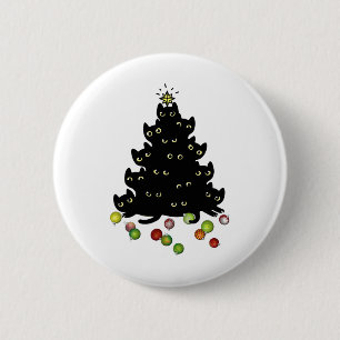 Cat Lovers Cute And Fun Holiday Tree Christmas 6 Cm Round Badge