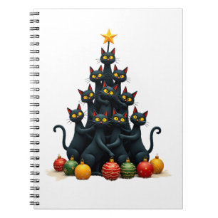 Cat Lovers Cute and Funny Holiday Tree Christmas 2 Notebook