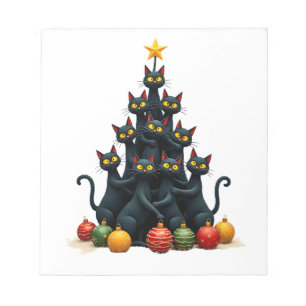 Cat Lovers Cute and Funny Holiday Tree Christmas 2 Notepad