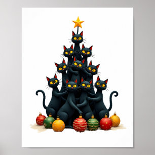 Cat Lovers Cute and Funny Holiday Tree Christmas 2 Poster