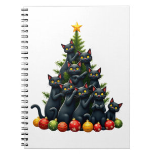 Cat Lovers Cute and Funny Holiday Tree Christmas 3 Notebook