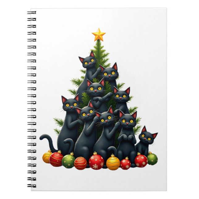 Cat Lovers Cute and Funny Holiday Tree Christmas 3 Notebook (Front)