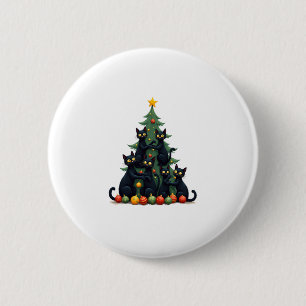 Cat Lovers Cute and Funny Holiday Tree Christmas 4 6 Cm Round Badge