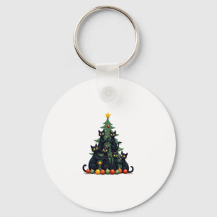 Cat Lovers Cute and Funny Holiday Tree Christmas 4 Key Ring