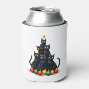 Cat Lovers Cute and Funny Holiday Tree Christmas M Can Cooler