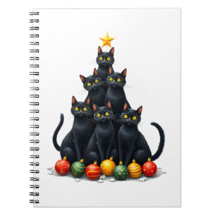 Cat Lovers Cute and Funny Holiday Tree Christmas M Notebook