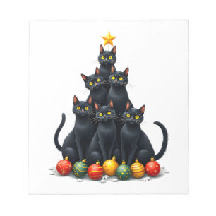 Cat Lovers Cute and Funny Holiday Tree Christmas M Notepad