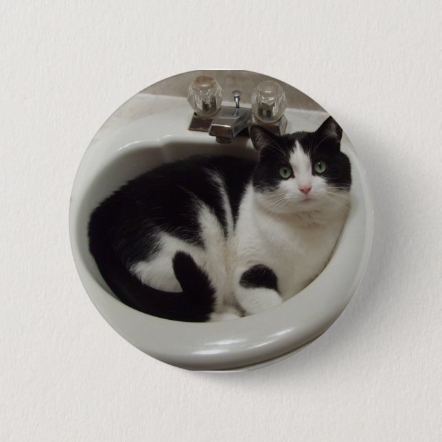 Cat lovers delight 6 cm round badge (Front)