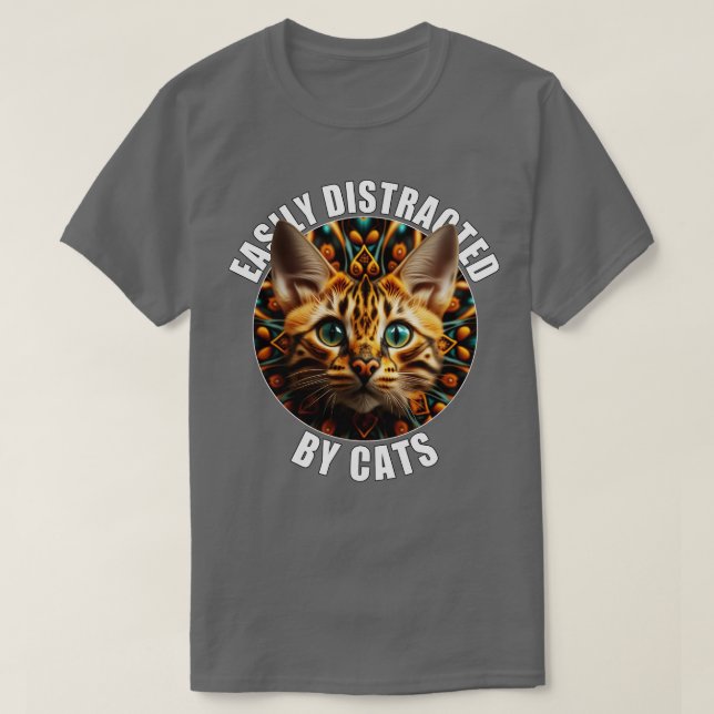 Cat Lovers Easily Distracted By Cat Travelling Thr T-Shirt (Design Front)