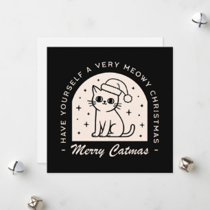Cat lovers funny humour puns Christmas wishes  Holiday Card