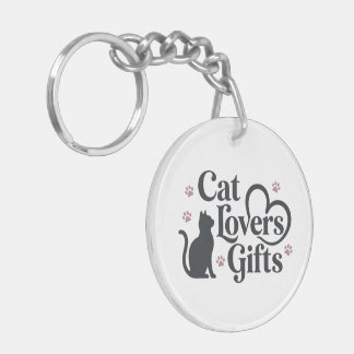 Cat Lovers Gifts Heart Paw Print Design Key Ring