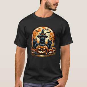 Cat Lovers Halloween Costume Black Cat Witch Hallo T-Shirt