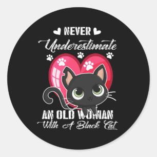 Cat Lovers Love Cat Woman Black Cat Owner Gift Classic Round Sticker