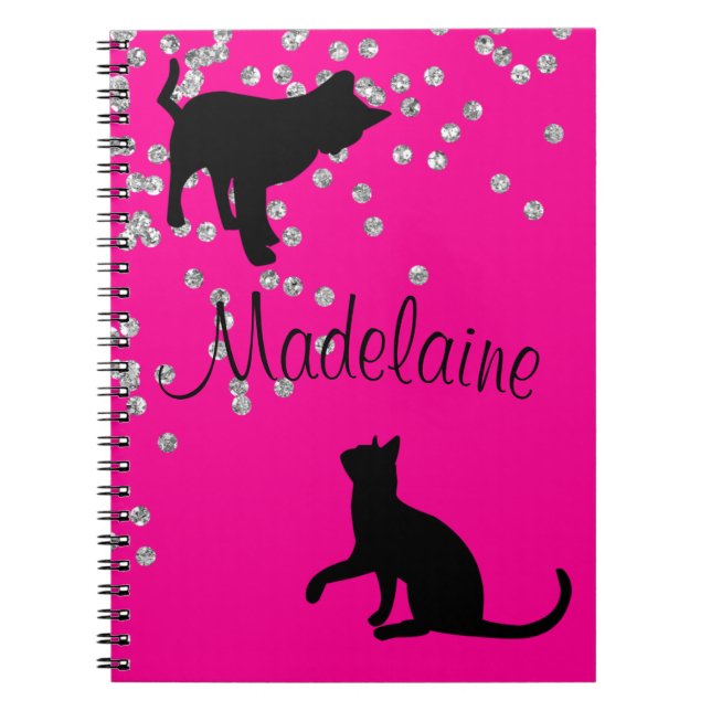 Cat Lovers  Modern Pink Spots Personal Notebook (Front)